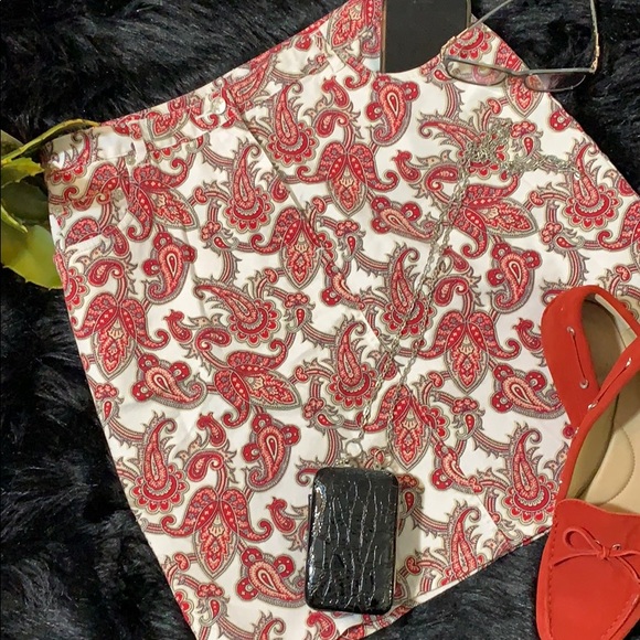 Charter Club Paisley Red & White Skirt 12 - Picture 6 of 7